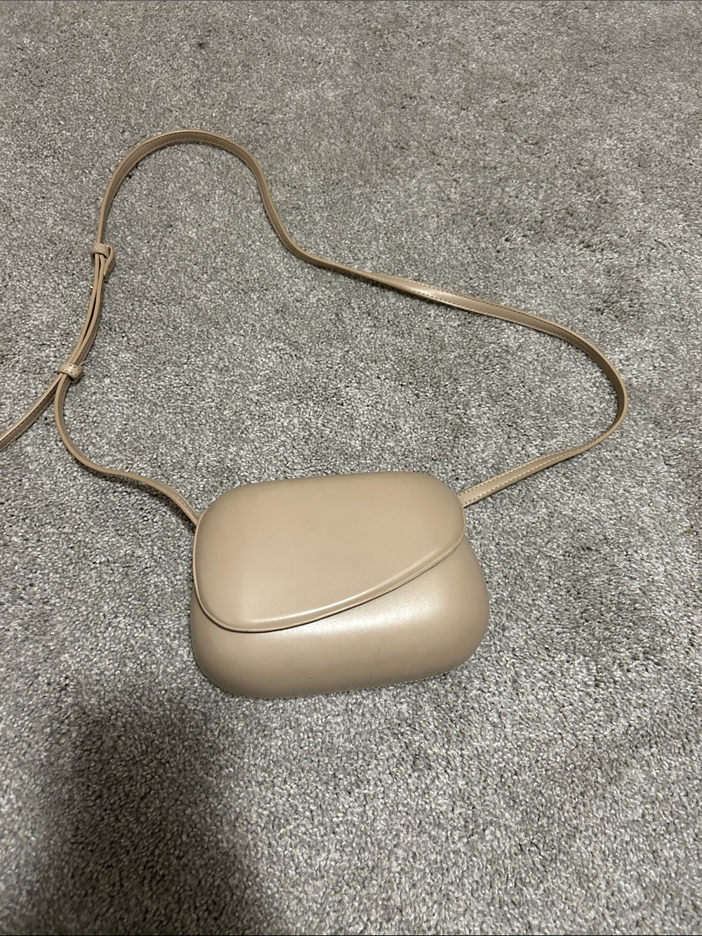 Zara Beige Curved Flap Crossbody Bag